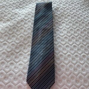 Bruno Barelli Elegant Striped Men's Tie - Blue, Navy and Brown 100% silk tie